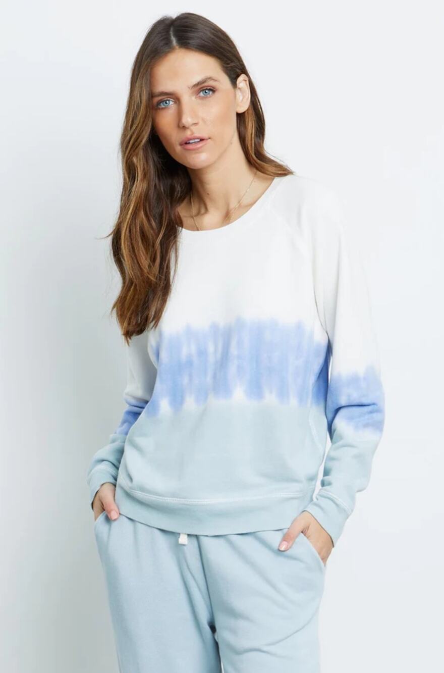 RAILS Theo Sweatshirt in Ocean Tie-Dye Pullover Lounge Terry Relaxed Crew Top S